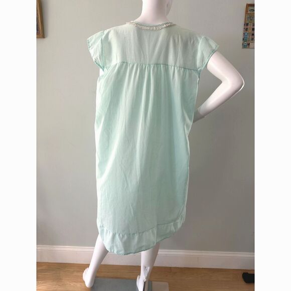 Vintage 60s Baby Blue Embroidered Floral Sleep Dress Night Gown size XL - Picture 2 of 11